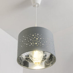 CGC Lighting Cgc Round Drum Childrens Lampshade Star Pattern Grey Shade Light Stars Lamp Shade 25Cm Easy Fit Kids Bedroom Playroom Toy Room - thumbnail 5