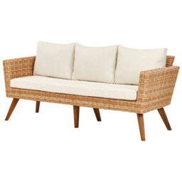 Beliani Garden Lounge Set With Table 5 Seater Vittoria Xl Pe Rattan Off-White - thumbnail 6