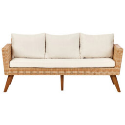 Beliani Garden Lounge Set With Table 5 Seater Vittoria Xl Pe Rattan Off-White - thumbnail 5