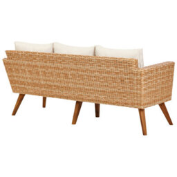 Beliani Garden Lounge Set With Table 5 Seater Vittoria Xl Pe Rattan Off-White - thumbnail 7
