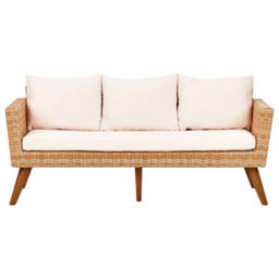 Beliani Garden Lounge Set With Table 5 Seater Vittoria Xl Pe Rattan Off-White - thumbnail 4