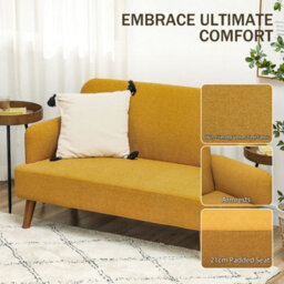 Yellow 2 Seater Sofa Couch With 21Cm Thick Padding And Wood Legs - thumbnail 4