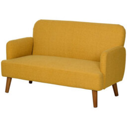 Yellow 2 Seater Sofa Couch With 21Cm Thick Padding And Wood Legs - thumbnail 1