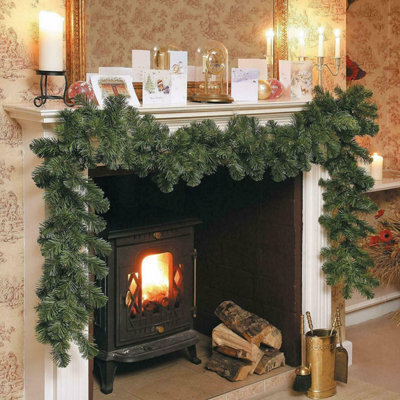 9Ft Christmas Garland Decorations Fireplace Artificial Wreath Bushy Pine 220Tips - image 1