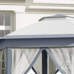 Outsunny 3X4M Hexagon Gazebo W/ Mesh Curtains Outdoor Garden, Grey - thumbnail 7