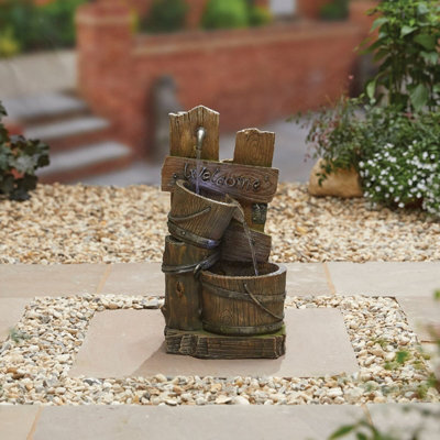 Outdoor Living UK Kelkay Fence Post Pours With Lights Mains Plugin Powered Water Feature - image 1