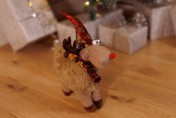 Christmas Reindeer Decoration Festive Sequinned Ornament Xmas Décor 41Cm Plush Soft - thumbnail 4