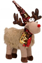 Christmas Reindeer Decoration Festive Sequinned Ornament Xmas Décor 41Cm Plush Soft - thumbnail 5