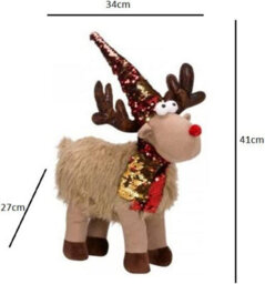 Christmas Reindeer Decoration Festive Sequinned Ornament Xmas Décor 41Cm Plush Soft - thumbnail 2