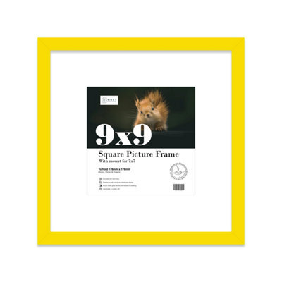 "9X9"" Yellow Picture Frame - 9X9"" Square Frame With 7X7"" Mount For 9X9""/7X7"" Pictures Art Deco Style Thin Edge, 1 Pack" - image 1