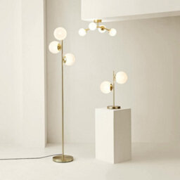 Valuelights Jas Gold 2 Way Table Lamp With White Confetti Glass Globe Shades And Bulbs - thumbnail 7