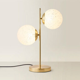Valuelights Jas Gold 2 Way Table Lamp With White Confetti Glass Globe Shades And Bulbs - thumbnail 4