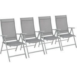 Songmics Set Of 4 Folding Garden Chairs, Featuring Metal Frame And 8-Angle Reclining, Comfortable Outdoor Seating, Grey - thumbnail 7