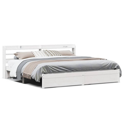 Berkfield Versatile Bed Frame With Headboard Without Mattress White 180X200 Cm Super King