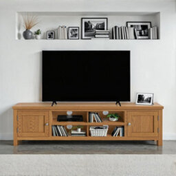 London Oak 180Cm Extra Wide Tv Unit - Fully Assembled By Roseland Furniture - thumbnail 2