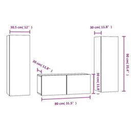 Berkfield Classic 3 Piece Tv Cabinet Set Smoked Oak Engineered Wood - thumbnail 7