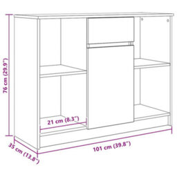 Vidaxl Sideboard With Drawer Sonoma Oak 101X35X76 Cm Engineered Wood - thumbnail 3