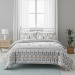 Modern Feather Design Duvet Set Elegant Cozy Bedding For Bedrooms Grey - thumbnail 1