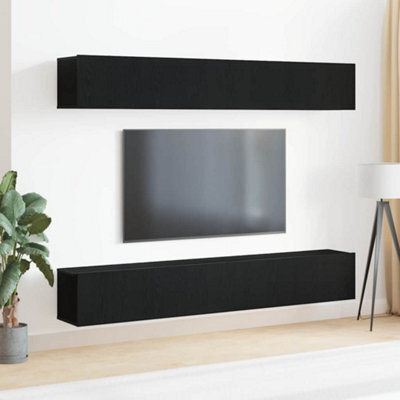 Berkfield 4-Piece Tv Cabinet Set - Wall-Mounted In Black Oak - image 1
