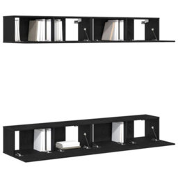 Berkfield 4-Piece Tv Cabinet Set - Wall-Mounted In Black Oak - thumbnail 3