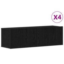 Berkfield 4-Piece Tv Cabinet Set - Wall-Mounted In Black Oak - thumbnail 4