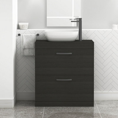Royal Bathrooms 800mm Floor Standing Vanity Unit 2 Drawer Hale Black & Countertop Basin - Elva With Matt Black Handle - image 1