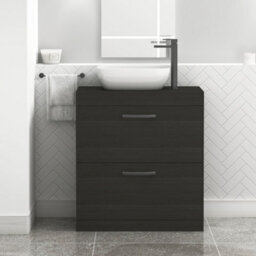 Royal Bathrooms 800mm Floor Standing Vanity Unit 2 Drawer Hale Black & Countertop Basin - Elva With Matt Black Handle - thumbnail 1