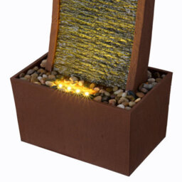 Teamson Home 97.9 Cm Indoor/outdoor Modern Curved Faux Slate Waterfall Fountain With Led Lights, Red Rock - thumbnail 8