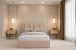 "Nexus Kyoto Pebble Plush Divan Bed Base No Drawers With 26"" Strutted Headboard 4'6 Double" - thumbnail 2