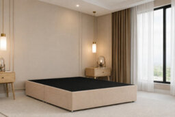 "Nexus Kyoto Pebble Plush Divan Bed Base No Drawers With 26"" Strutted Headboard 4'6 Double" - thumbnail 3