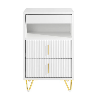 Sobuy Fbt168-W, Bedside Table Bedside Cabinet Nightstand With 3 Drawers And Shelf Side Table,white,w40Xd40Xh63.1 - image 1