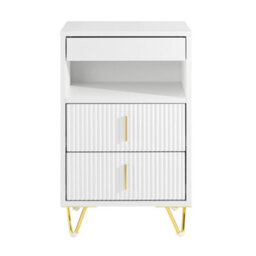 Sobuy Fbt168-W, Bedside Table Bedside Cabinet Nightstand With 3 Drawers And Shelf Side Table,white,w40Xd40Xh63.1 - thumbnail 1