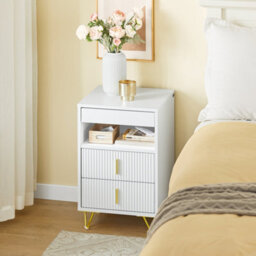 Sobuy Fbt168-W, Bedside Table Bedside Cabinet Nightstand With 3 Drawers And Shelf Side Table,white,w40Xd40Xh63.1 - thumbnail 5