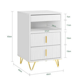 Sobuy Fbt168-W, Bedside Table Bedside Cabinet Nightstand With 3 Drawers And Shelf Side Table,white,w40Xd40Xh63.1 - thumbnail 3