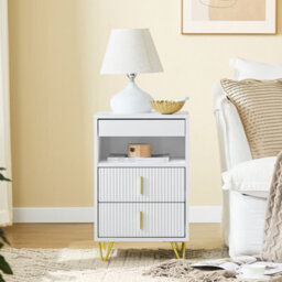 Sobuy Fbt168-W, Bedside Table Bedside Cabinet Nightstand With 3 Drawers And Shelf Side Table,white,w40Xd40Xh63.1 - thumbnail 6