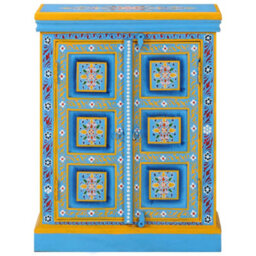 Berkfield Sideboard Solid Mango Wood Turquoise Hand Painted - thumbnail 2