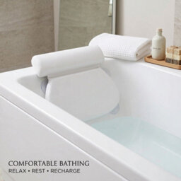 Non Slip Bath Cushion Luxury Padded Bath Pillow Head Neck Back Support Suction Cups White - thumbnail 5
