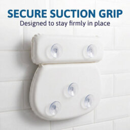 Non Slip Bath Cushion Luxury Padded Bath Pillow Head Neck Back Support Suction Cups White - thumbnail 3