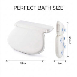 Non Slip Bath Cushion Luxury Padded Bath Pillow Head Neck Back Support Suction Cups White - thumbnail 2