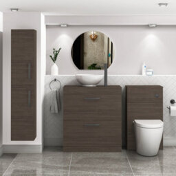 Royal Bathrooms 800mm Grey Elm 2 Drawer Free Standing Bathroom Vanity Unit With Sink & Breeze Countertop Basinwith Matt Black Handle - thumbnail 2