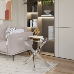 Amara Glass Side Table With Chrome Silver Legs - thumbnail 4