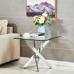 Amara Glass Side Table With Chrome Silver Legs - thumbnail 1