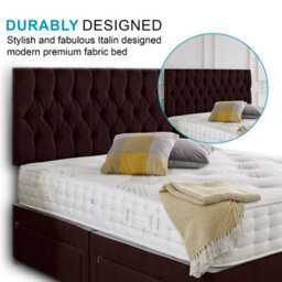 Dining Tables Beirut Matching Headboard Divan Set, 2 Drawer On Same Side With Sprung 1500 Comfort Mattress - Plush Velvet Mulburry - Double - thumbnail 3