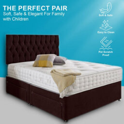 Dining Tables Beirut Matching Headboard Divan Set, 2 Drawer On Same Side With Sprung 1500 Comfort Mattress - Plush Velvet Mulburry - Double - thumbnail 2