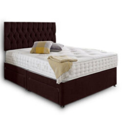 Dining Tables Beirut Matching Headboard Divan Set, 2 Drawer On Same Side With Sprung 1500 Comfort Mattress - Plush Velvet Mulburry - Double - thumbnail 4