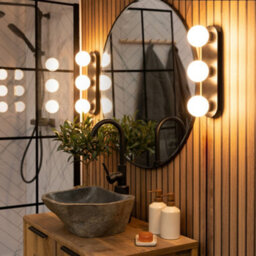 Valuelights Orbital Black 3 Way Opal Glass Ip44 Bathroom Ceiling Light With Cool Led Bulbs