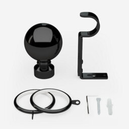 Black Nickel 28mm Ball Fixed Length Metal Curtain Pole  90Cm - thumbnail 3