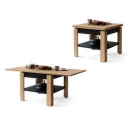 Heze Furniture Leo Modern Extending Coffee Table - Gold Craft Oak & Black Matt - thumbnail 4
