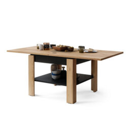 Heze Furniture Leo Modern Extending Coffee Table - Gold Craft Oak & Black Matt - thumbnail 5