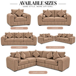 Stratus Interiors Oyster Lined Fabric Sofa - Luxury Upholstered Contemporary Lounge Seating With Cushions For Living Room - 2 Seater - Mink - thumbnail 5